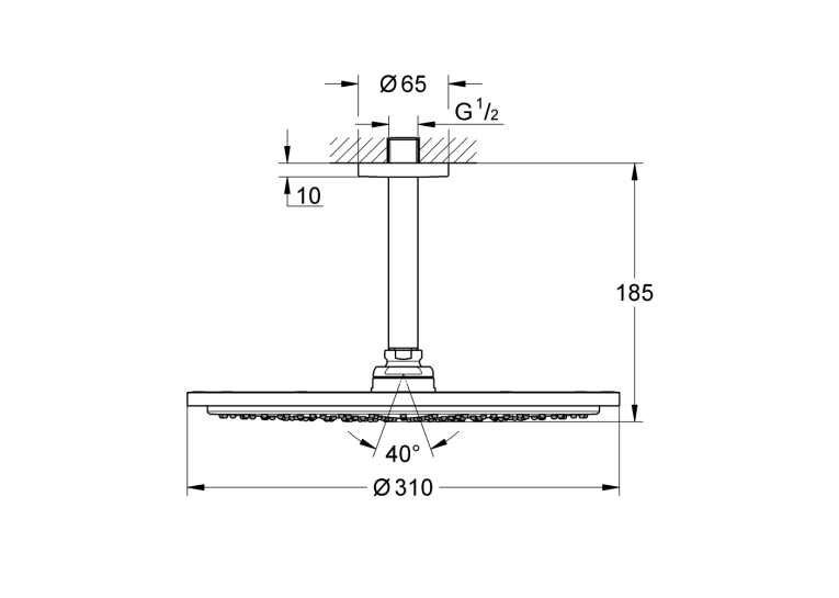 Верхний душ Grohe Rainshower Cosmopolitan 310 с душевым кронштейном 142 мм (26067DA0) Бронза
