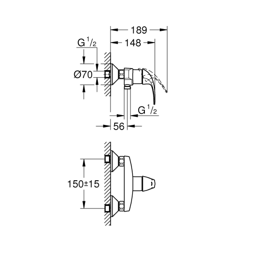 Однорычажный смеситель для душа Grohe BauCurve (23631000)