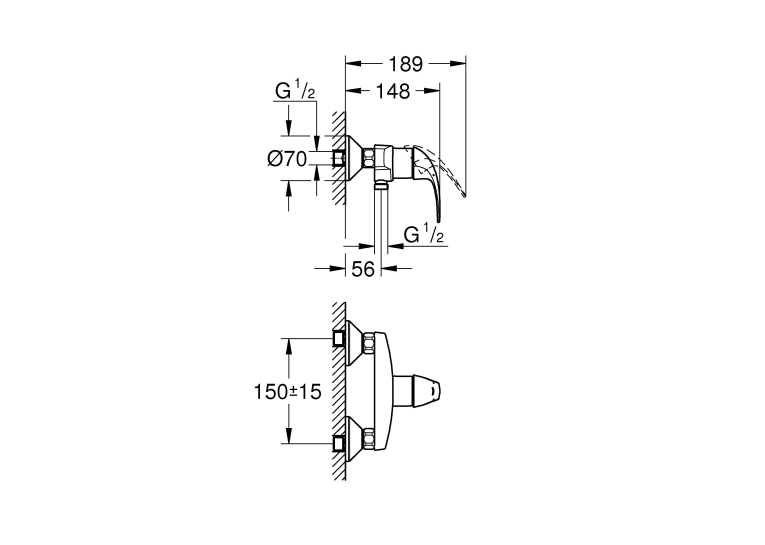Одноважільний змішувач для душу Grohe BauCurve (23631000)