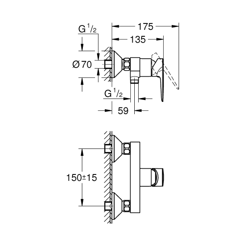 Одноважільний змішувач для душа Grohe BauEdge New (23635001)