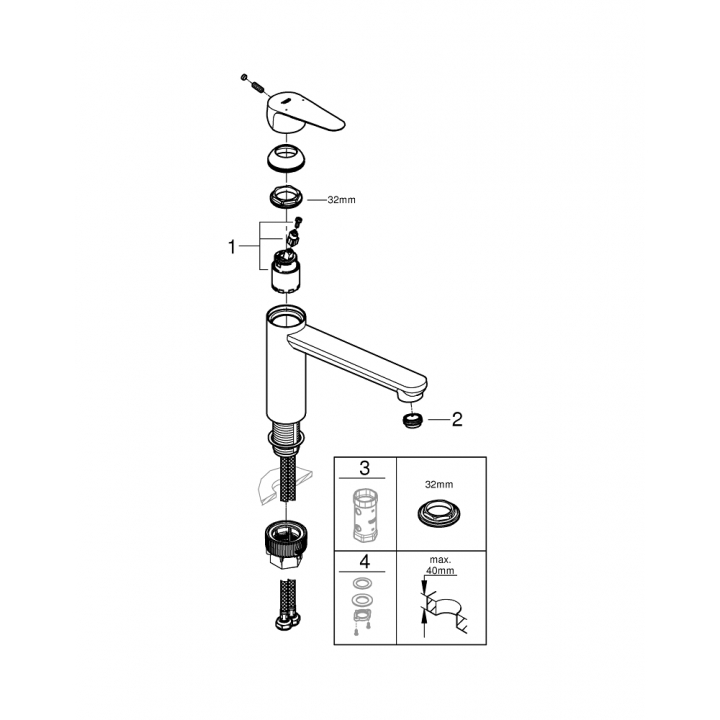 Однорычажный смеситель для мойки Grohe BauCurve (31715000)
