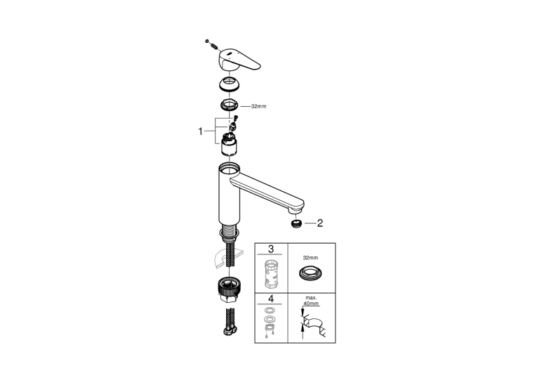 Одноважільний змішувач для мийки Grohe BauCurve (31715000)