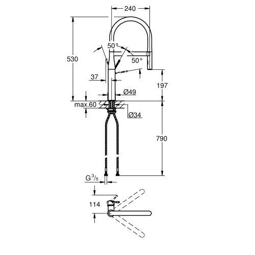 Одноважільний змішувач для миття Grohe Essence (30294A00) Графіт