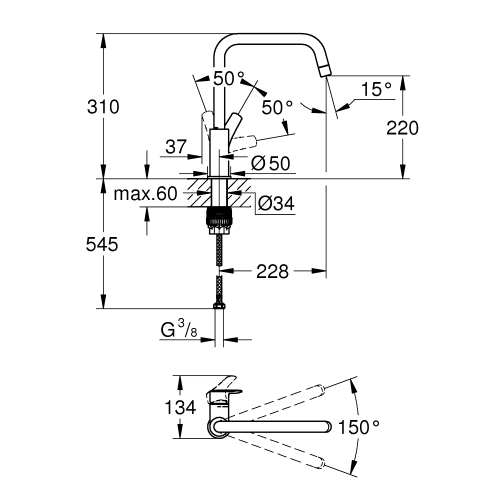 Однорычажный смеситель для мойки Grohe Eurosmart (30567DC0)