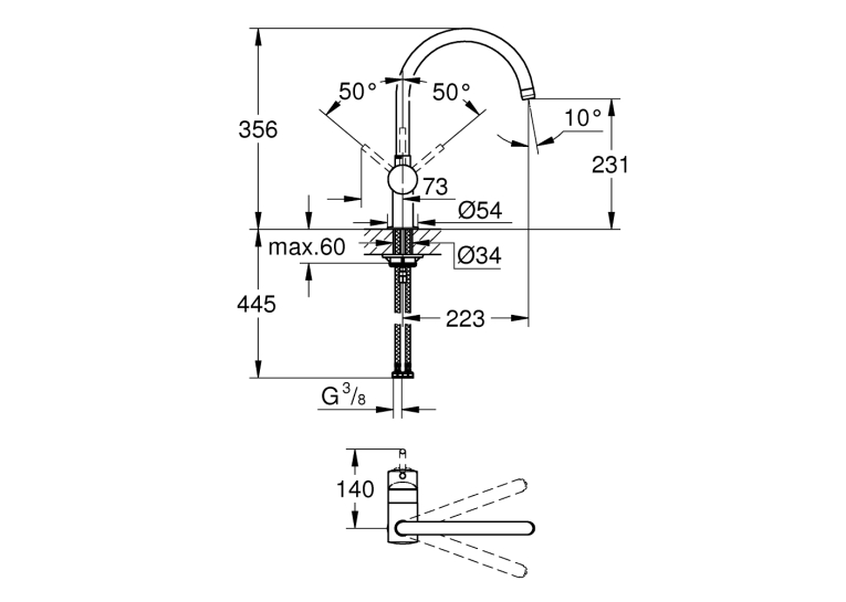 Одноважільний змішувач для миття Grohe Minta(32917GN0) Золото матове