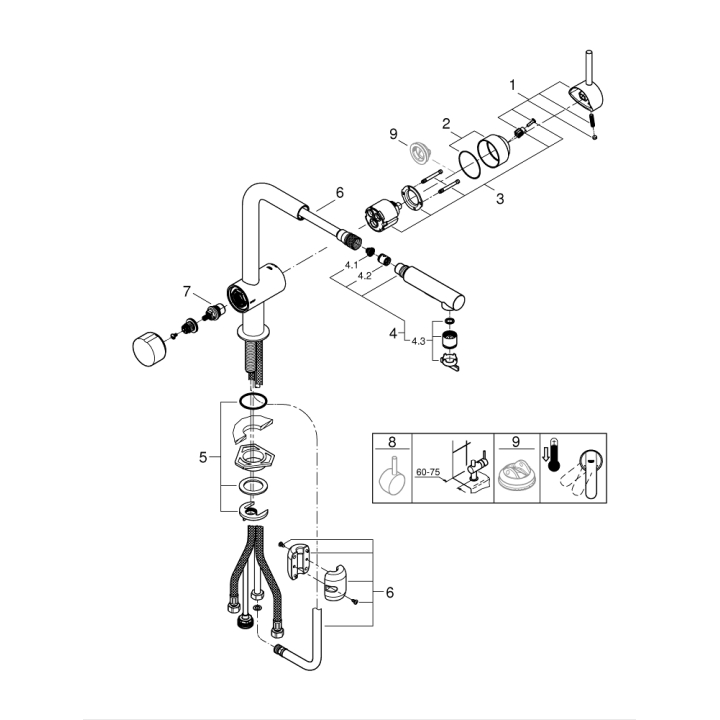 Одноважільний змішувач для мийки з вентилем Grohe Minta (31558000)