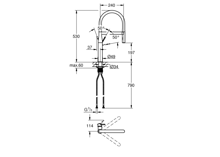 Одноважільний змішувач для мийки Grohe Essence (30503KF0)