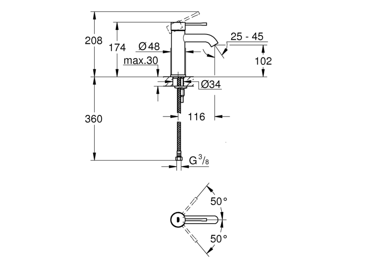 Одноважільний змішувач для раковини Grohe Essence S-Size (23590DC1)