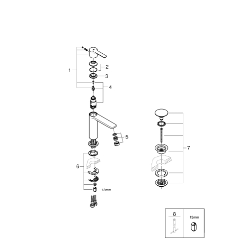 Однорычажный смеситель для раковины Grohe Lineare S-Size (23106001)