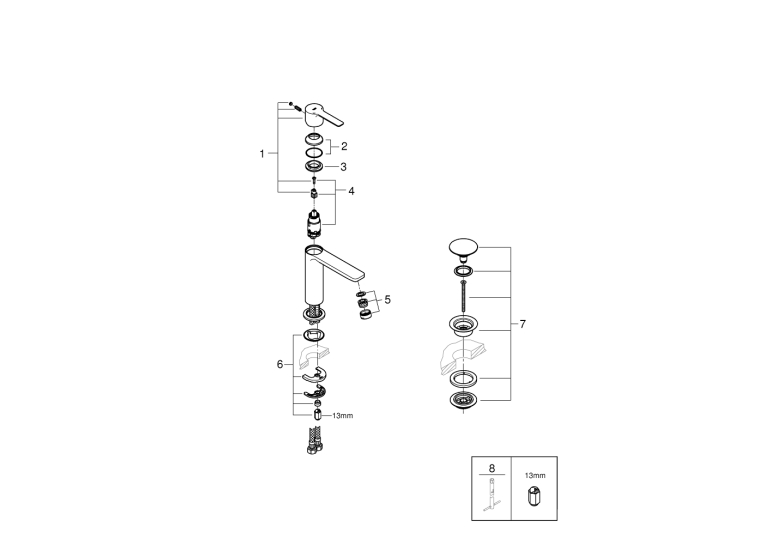 Однорычажный смеситель для раковины Grohe Lineare S-Size (23106001)