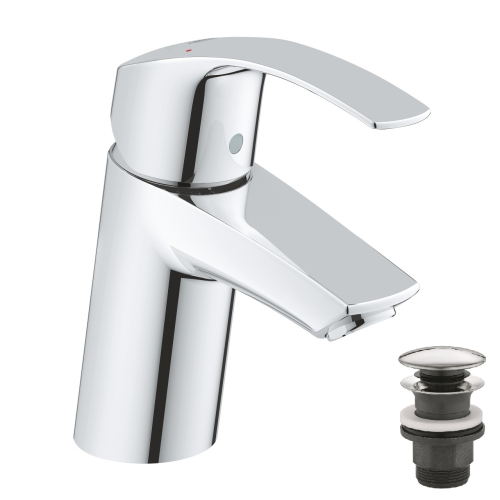Однорычажный смеситель для раковины Grohe Eurosmart S-Size + нажимной донный клапан (23922002)