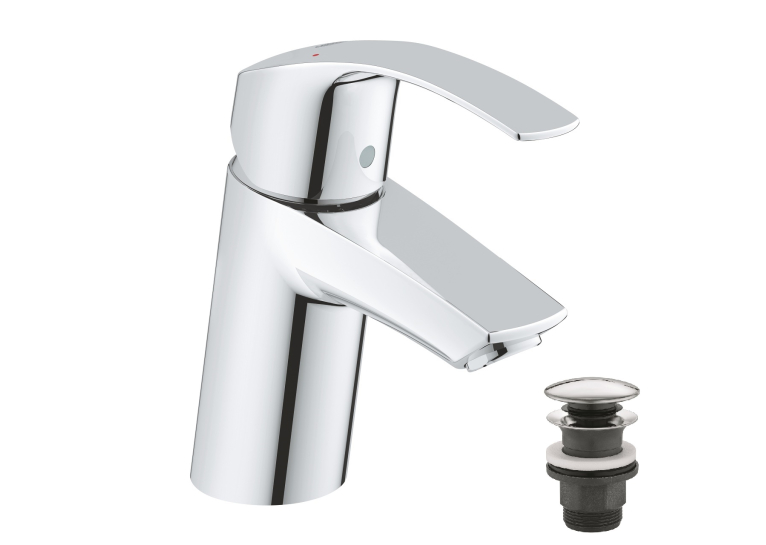 Одноважільний змішувач для раковини Grohe Eurosmart S-Size + нажимний донний клапан (23922002)