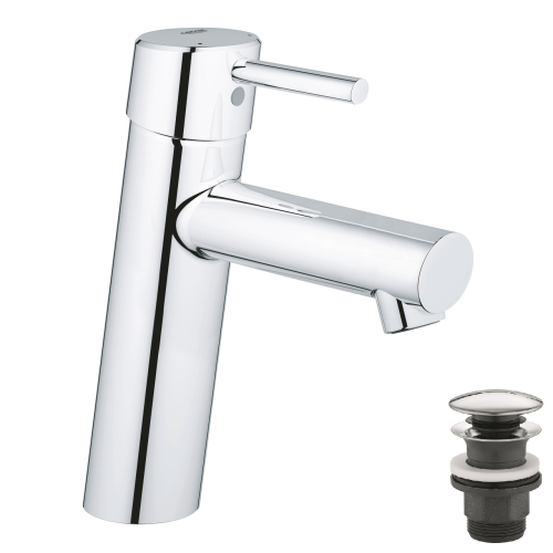 Однорычажный смеситель для раковины Grohe Concetto M-Size + нажимной донный клапан (23932001)
