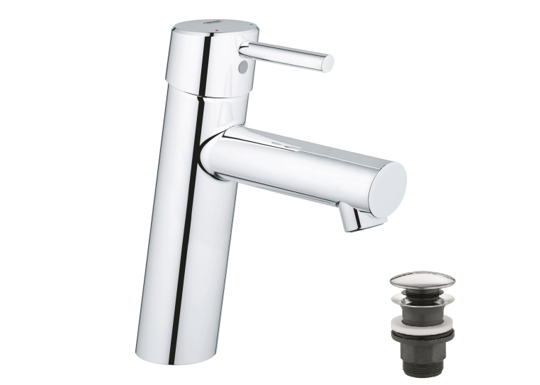 Однорычажный смеситель для раковины Grohe Concetto M-Size + нажимной донный клапан (23932001)