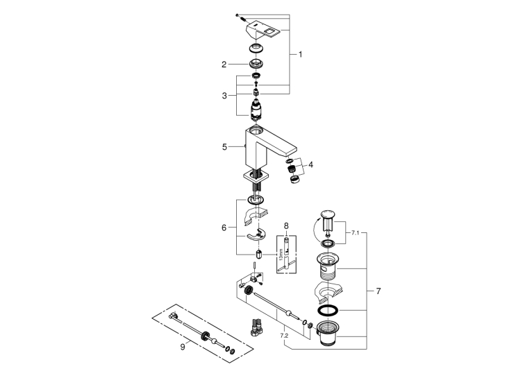 Однорычажный смеситель для раковины Grohe Eurocube M-Size (23445AL0)