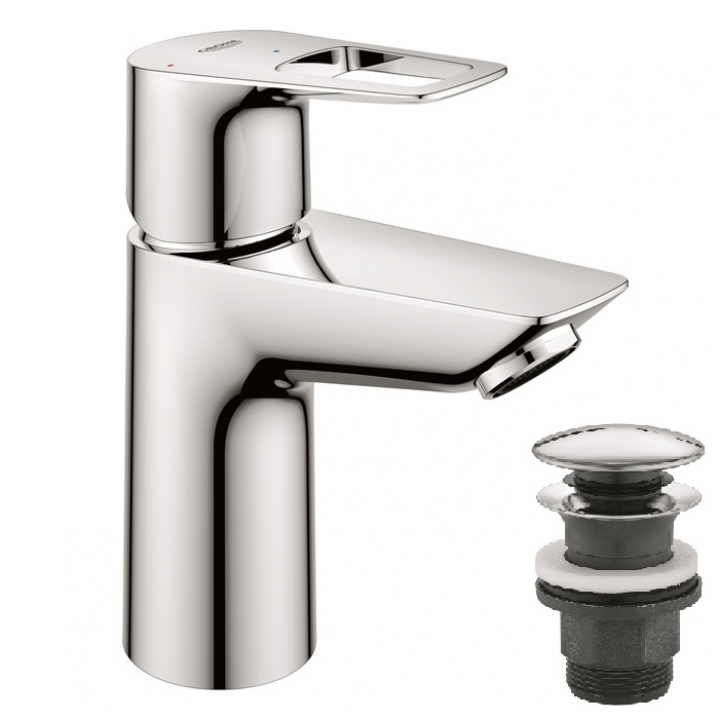 Одноважільний змішувач для раковини Grohe BauLoop New S-Size + нажимний донний клапан (23883001)