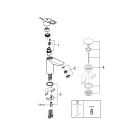 Одноважільний змішувач для раковини Grohe BauLoop New M-Size без донного клапана (23917001)
