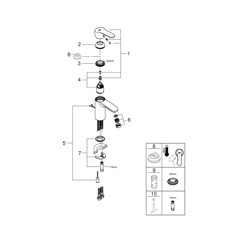 Одноважільний змішувач для раковини Grohe Wave Cosmopolitan S-Size (23204000)