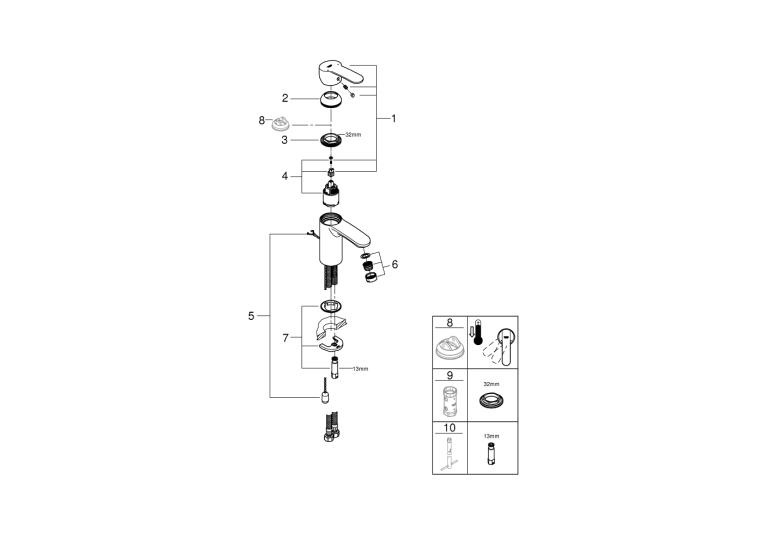 Одноважільний змішувач для раковини Grohe Wave Cosmopolitan S-Size (23204000)