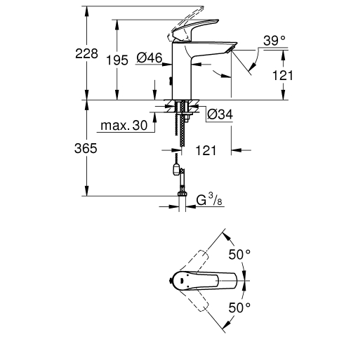 Одноважільний змішувач для раковини Grohe Eurosmart New M-Size (23323003)