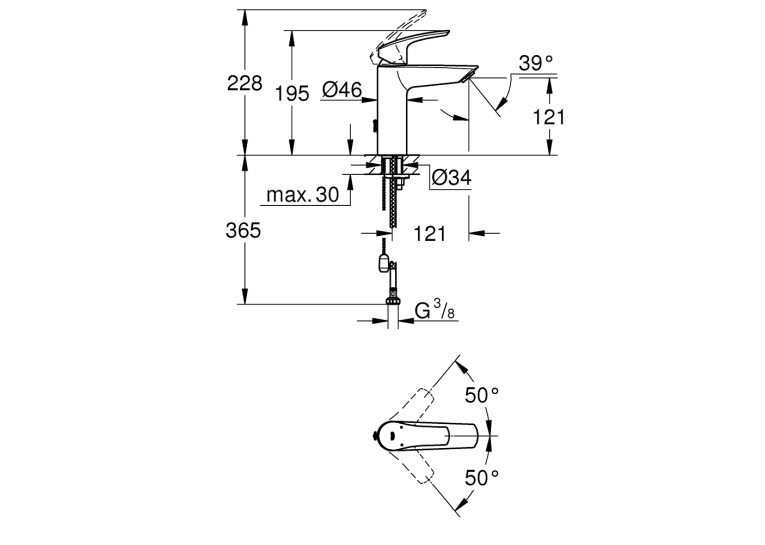 Одноважільний змішувач для раковини Grohe Eurosmart New M-Size (23323003)