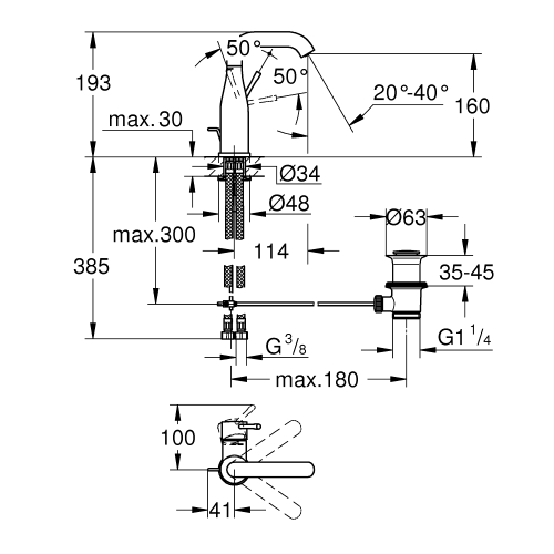 Одноважільний змішувач для раковини Grohe Essence M-size (24173DL1) Бронза матова