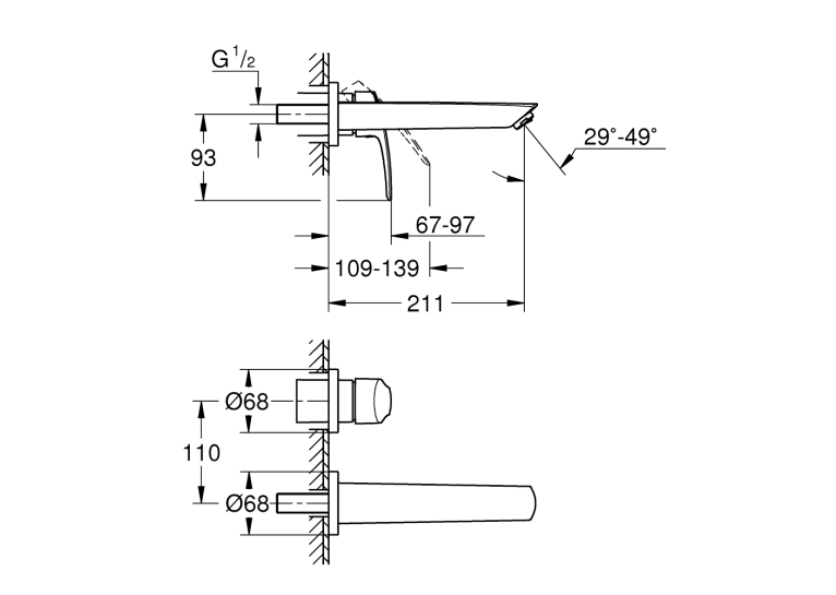 Змішувач для раковини на 2 отвори Grohe Eurosmart M-Size (293382433)
