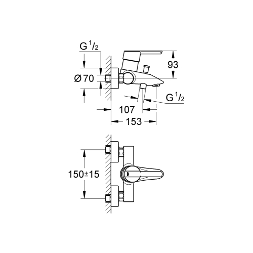 Однорычажный смеситель для ванны Grohe Feel(32269000)