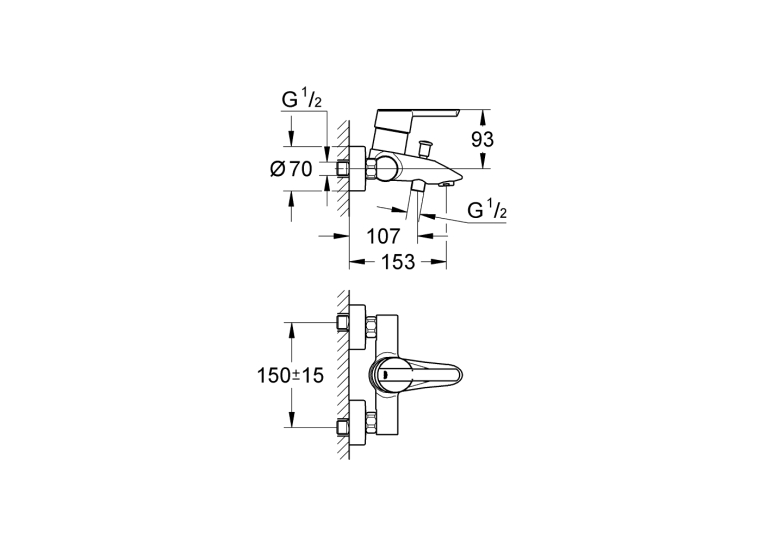 Однорычажный смеситель для ванны Grohe Feel(32269000)