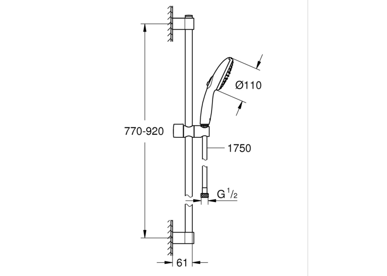 Душевая гарнітура, 2 режима струму Grohe Tempesta 110 (26163003)