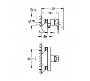 Однорычажный смеситель для душа Grohe BauEdge New (23636001)