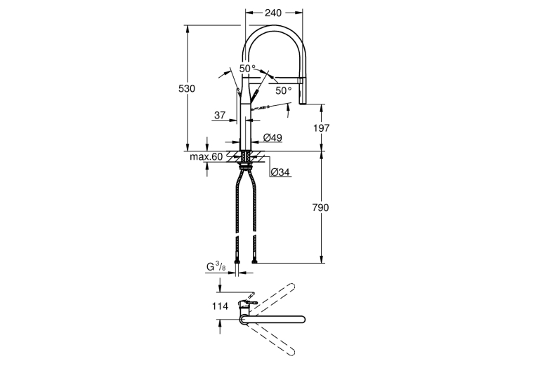 Одноважільний змішувач для миття Grohe Essence (30294DA0) Бронза