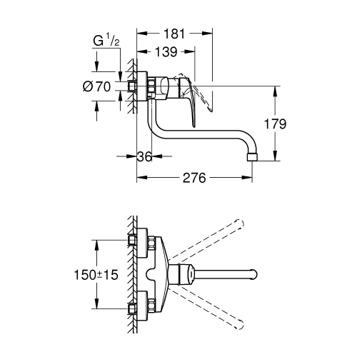 Однорычажный смеситель для мойки Grohe Eurosmart (32224003)