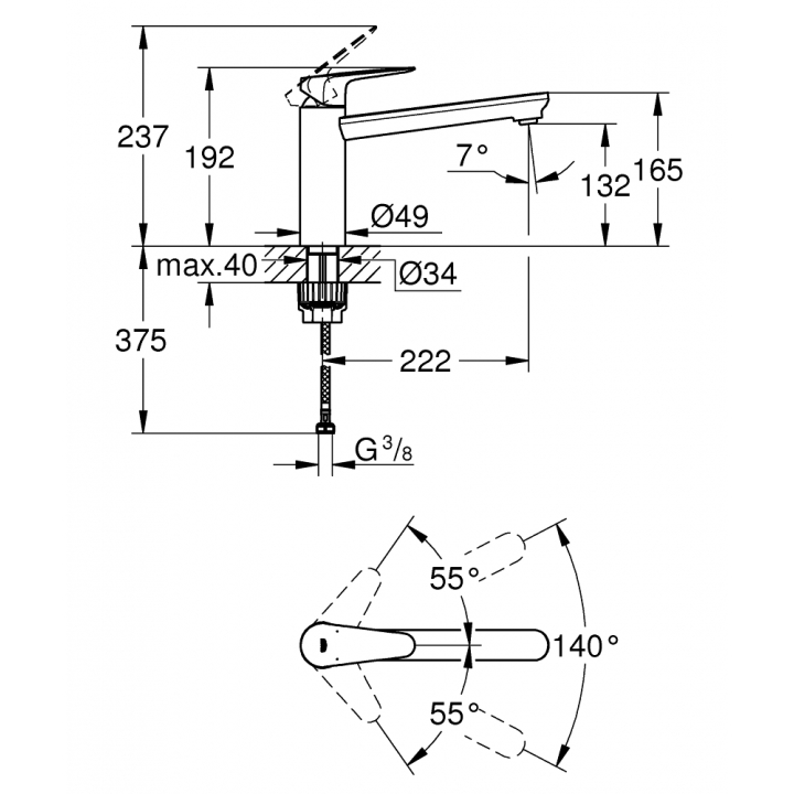 Однорычажный смеситель для мойки Grohe Start Curve (31717000)