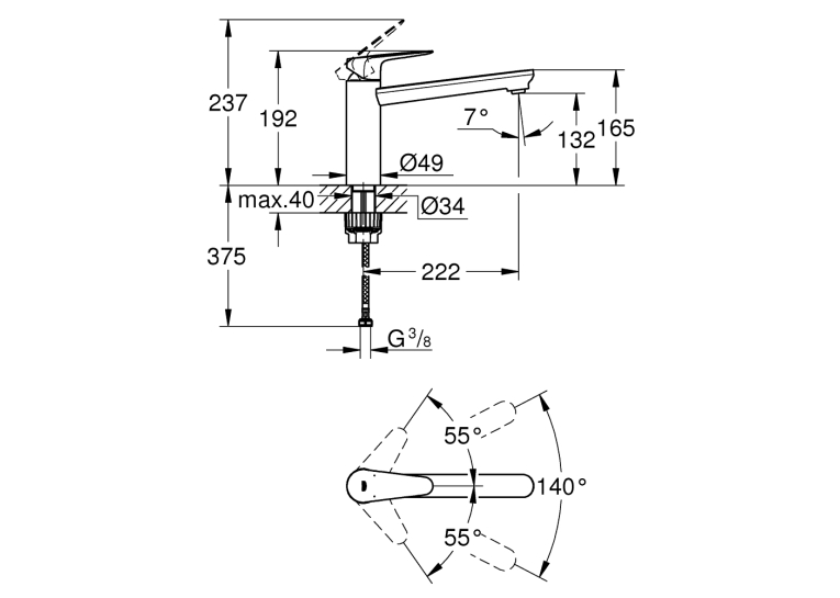 Одноважільний змішувач для мийки Grohe Start Curve (31717000)