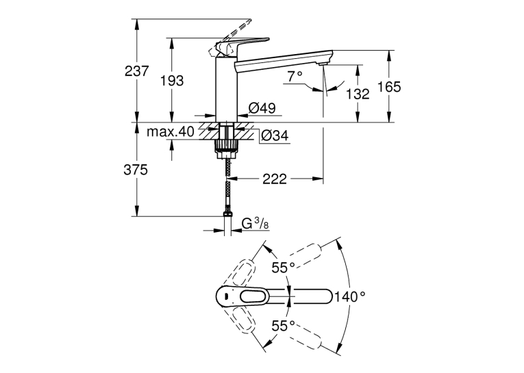 Одноважільний змішувач для мийки Grohe Start Flow (31691000)