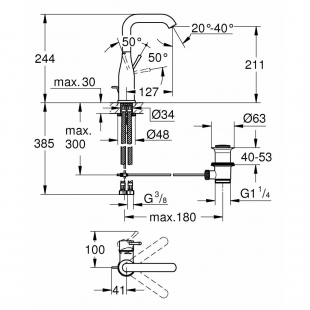Essence Одноважільний змішувач для раковини L-Size (32628DC1)