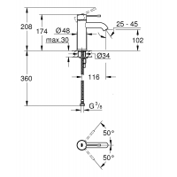 Одноважільний змішувач для раковини Grohe Essence S-Size (23590A01)