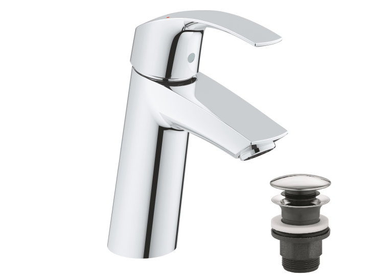 Одноважільний змішувач для раковини Grohe Eurosmart M-Size + нажимний донний клапан (23923002)
