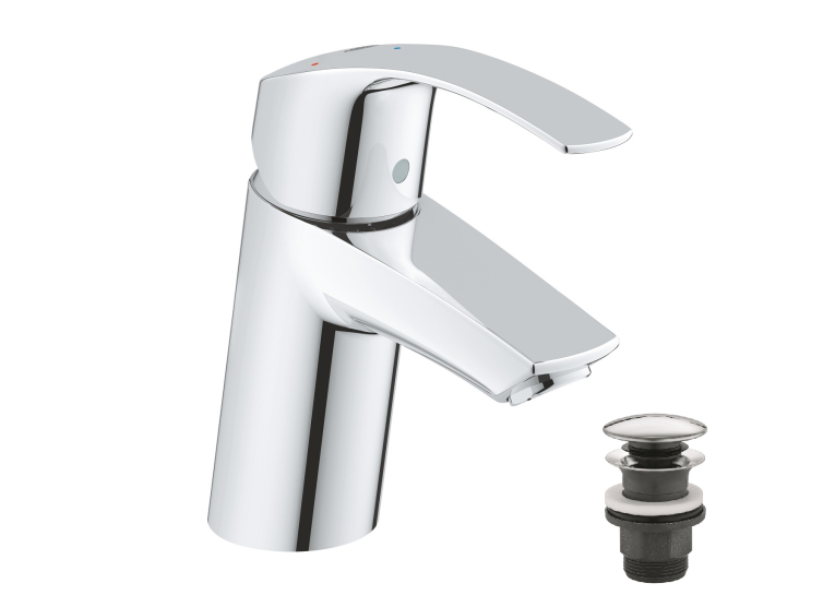 Однорычажный смеситель для раковины Grohe Eurosmart S-Size + нажимной донный клапан (23924002)