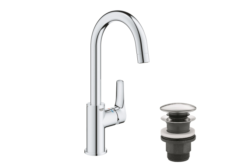 Одноважільний змішувач для раковини Grohe Eurosmart New L-Size + натискний донний клапан (23970003)