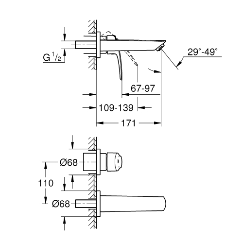 Змішувач для раковини на 2 отвори Grohe Eurosmart New S-Size (29337003)