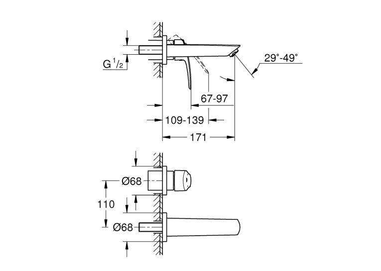 Смеситель для раковины на 2 отверстия Grohe Eurosmart New S-Size (29337003)