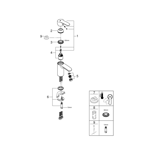Одноважільний змішувач для раковини Grohe Wave Cosmopolitan S-Size (23225000)