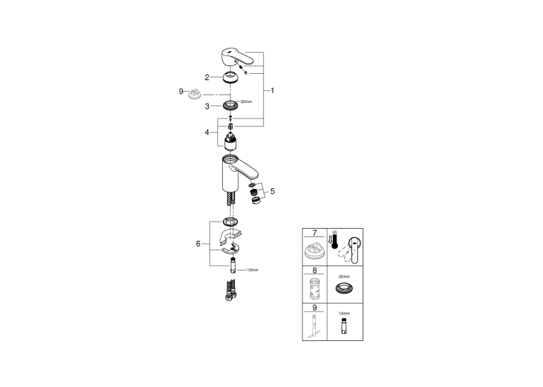 Одноважільний змішувач для раковини Grohe Wave Cosmopolitan S-Size (23225000)