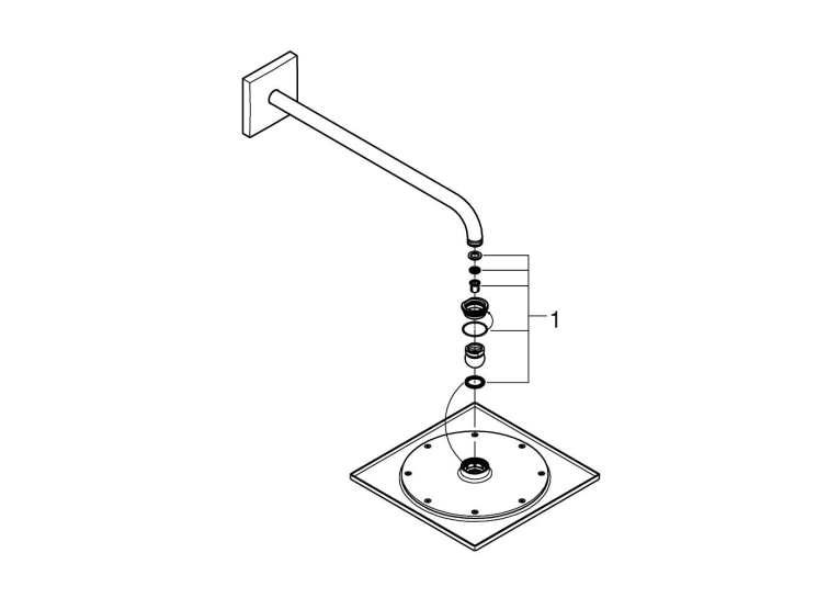 Верхній душ Grohe Rainshower F-Series 10 з кронштейном 422 мм, 1 режим струменю (26259000)