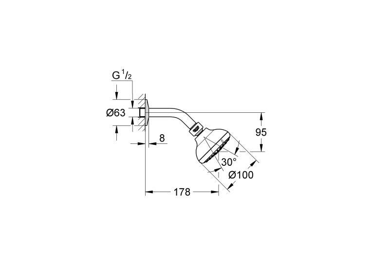 Набір верхнього душу Grohe New Tempesta 100 3 режими струменю (26088001)