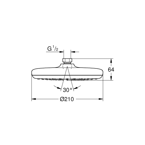 Верхний душ Grohe Tempesta 210, 1 режим струи (26410000)