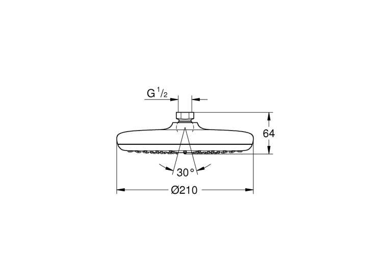 Верхний душ Grohe Tempesta 210, 1 режим струи (26410000)