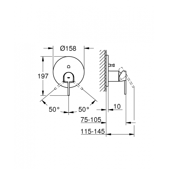 Однорычажный смеситель Grohe Plus с переключателем на 2 положения (24060AL3) Графит матовый